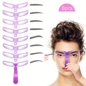 8 in 1 Eyebrow Drawing Card, 1 Box Handheld Eyebrow Drawing Tool Set for Beginners, Eyebrow Trimming & Drawing Tool, Makeup, Cosmetic
