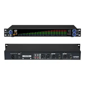 1U Rack Mount Black Compact 31-Band Dual Channel Graphic Equalizer for Home Stereo Audio System - Professional Digital EQ with PC Tuning, Noise Reduction, Spectrum Analyzer Display
