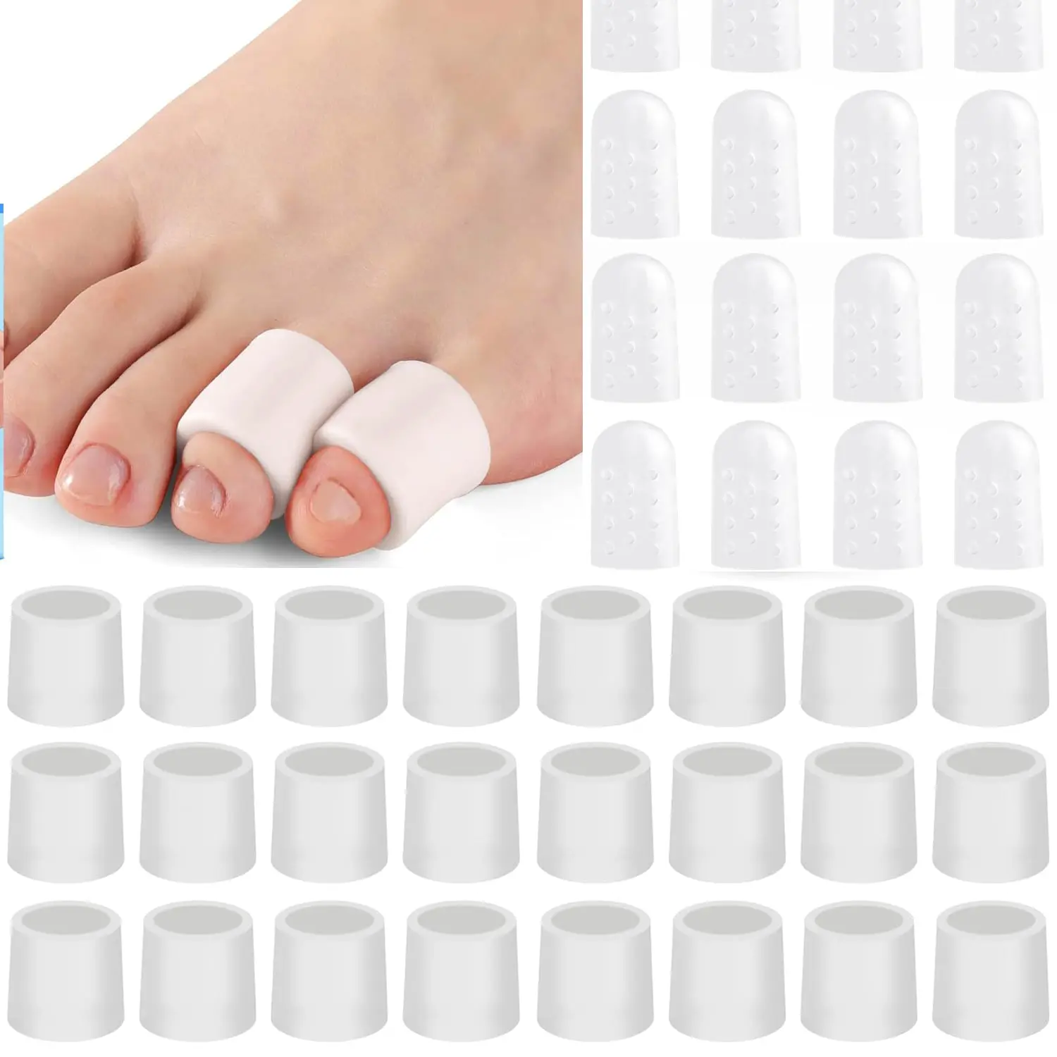 Gel Pinky Toe Caps, 16 Pack Toe Protectors for Women, Silicone Toe Covers Sleeves for Men, Blisters, Corns, Friction Pain Relief