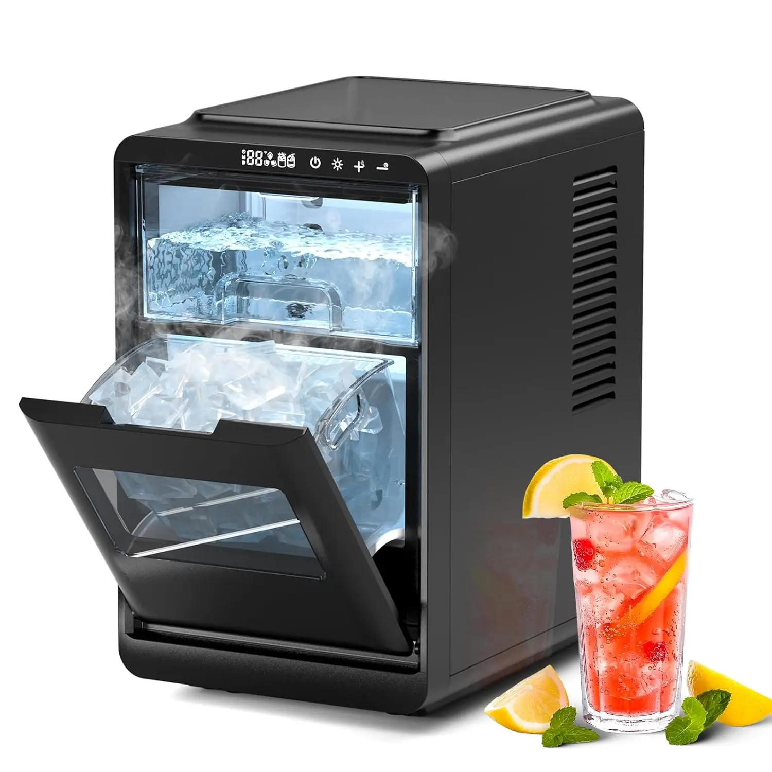 Crescent Ice Maker Countertop, 28Lbs/24H Ice Production, 16 Cubes in 6 Mins, Portable Countertop Ice Maker Machine with Self-Cleaning for Home & Kitchen