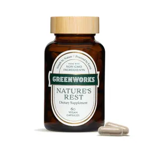 Greenworks Nature's Rest Melatonin-Free Sleep Aid Capsules - Organic Valerian Root, Ashwagandha, Chamomile, Passionflower - Non-Habit Forming, Vegan, Non-GMO - 60 Count