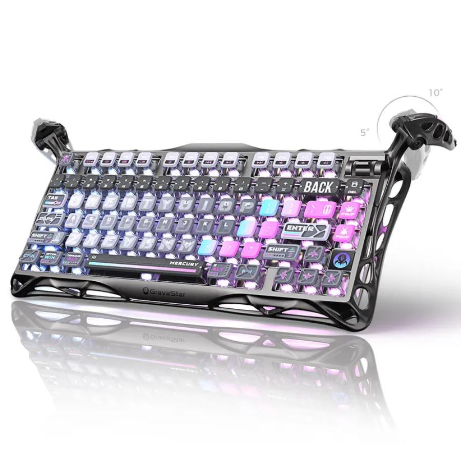 "Summer Vibes" GravaStar Mercury K1 Pro 75% Wireless Mechanical Gaming Keyboard: A Compact, Custom-Style Keyboard with Gasket Mount Structure, Hot-Swappable Support, Linear Switches, and RGB Backlighting. "Summer Vibes" GravaStar Mercury K1 Pro 75% Wireless Mechanical Gaming Keyboard: A Compact, Custom-Style Keyboard with Gasket Mount Structure, Hot-Swappable Support, Linear Switches, and RGB Backlighting.
