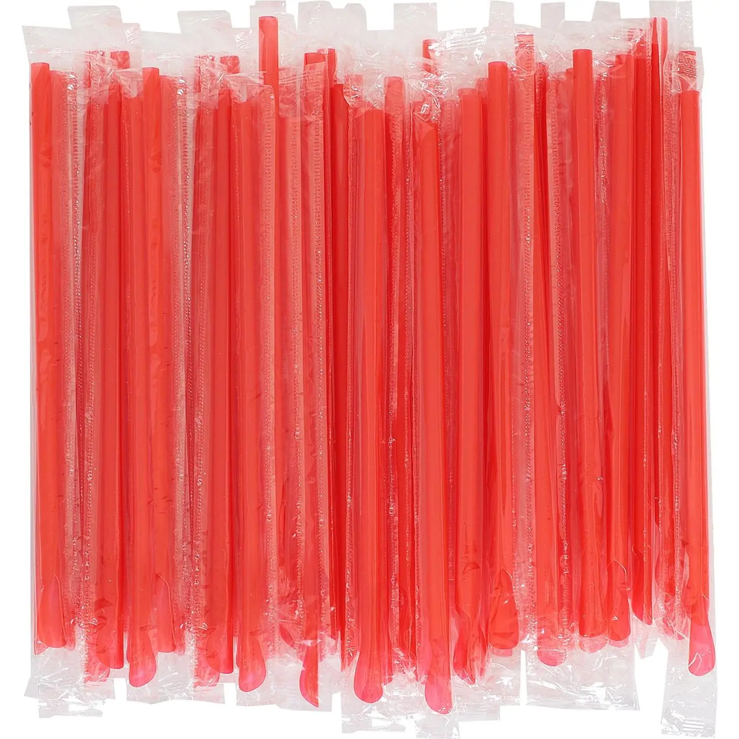 Individually Wrapped Sno-cone Spoon Straws (Red, 300)
