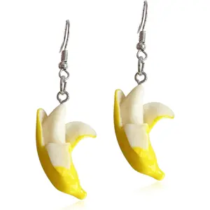 Cute Lifelike Fruits  Imitate  Banana Dangle Drop Earrings for Women Summer Beach Holiday  (Banana 1)