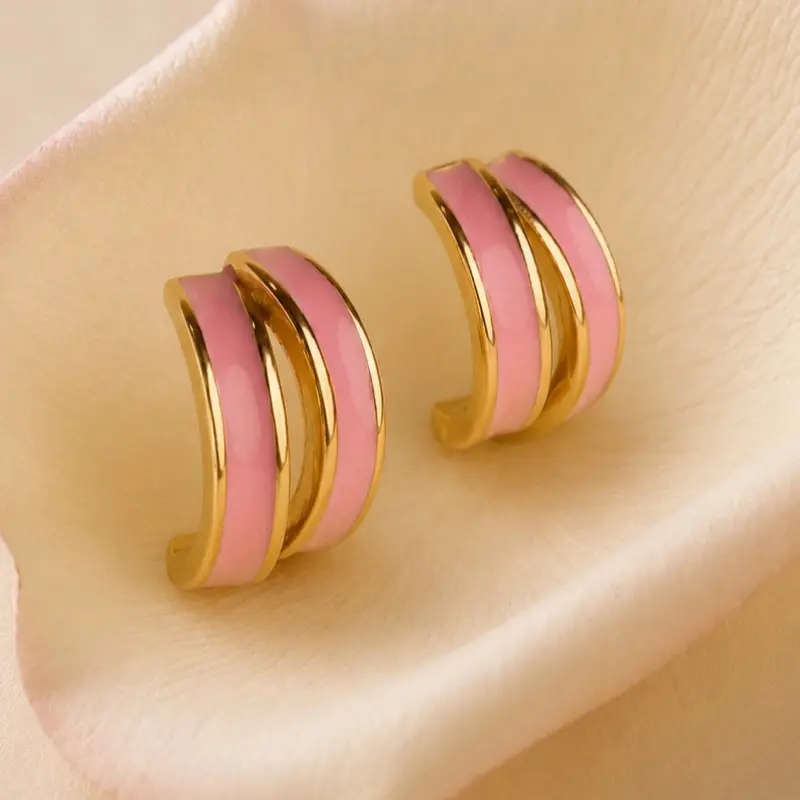 Blush Duo Earrings – 18K Gold Plated Stainless Steel