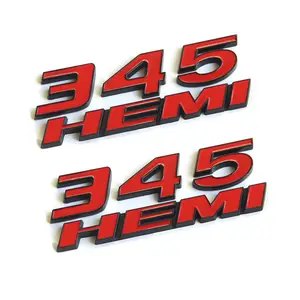 345 HEMI Side Emblem Badge Set Replacement for Dodge Challenger Charger RAM 1500, Black Red 2-Pack Exterior Upgrade