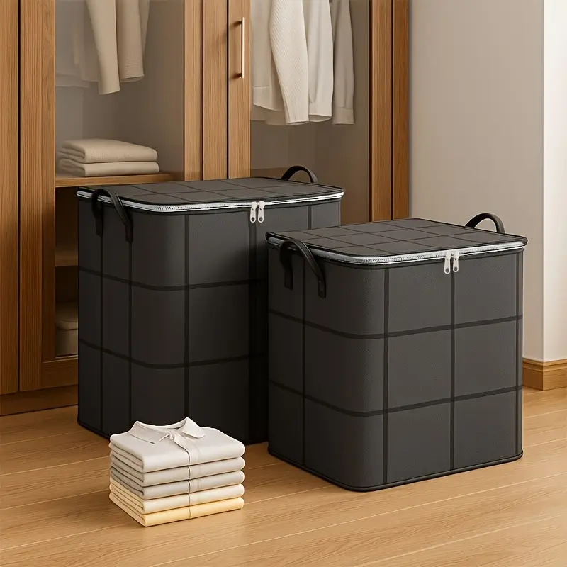 2/4Pcs Foldable Storage Bins with Zipper Lid, Large Capacity Fabric Storage Boxes for Clothes Closet Bedroom Organizer, Multiple Sizes Grey ,mini gifts