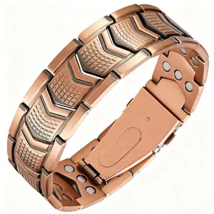 Copper Bracelet for Men 3X Strength, Copper Jewelry with Powerful 3800 Gauss Magnets, Premium Fold-Over Clasp, Jewelry Gifts for Men Wearable