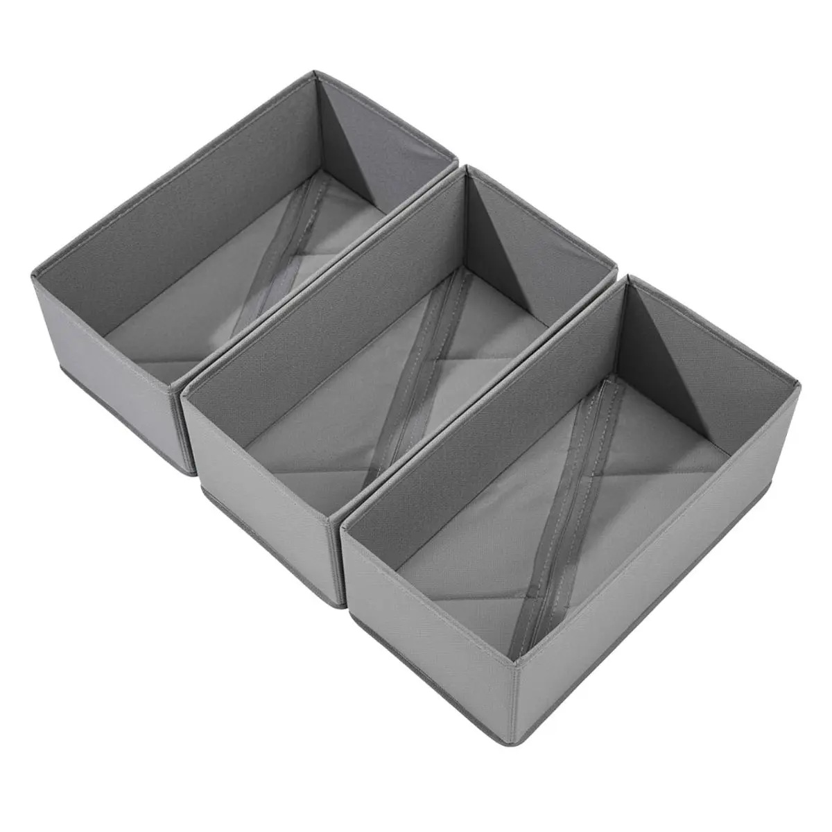 3 Pack Sock Drawer Organizer – Collapsible Fabric Storage Bins with 3 Compartments for Underwear & Accessories