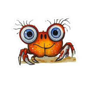 Whimsical Crab Kiss-Cut Stickers, Ocean Laptop & Water Bottle Decor, Fun Kids’ Party Favors & Unique Gifts