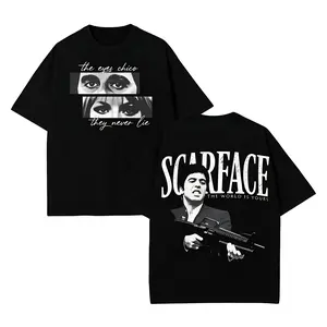 100% Cotton Vintage Washed T-Shirt Scarface Tony Montana Graphic Design For Streetwear Lovers And Retro Style Fans Perfect For Everyday Wear And Summer Season Ideal Gift For Cool Shirt Collectors And Movie Fans