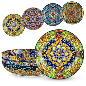 vancasso Pasta Bowls, Ceramic Salad Bowls, Soup Bowls, Pasta Plates, Bohemian Decorative Bowls for Salad, Fruit, Pasta and Dinner, Serving Dishes Set for Party, Dishwasher & Microwave Safe Tableware