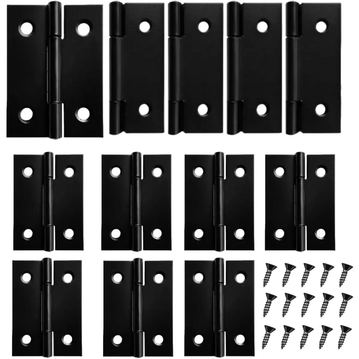 Black Stainless Steel Butt Hinges for Door, Window, Case Lid, Wooden Box Chest-Cabinet Hinges, Home Furniture Hinges - 72 Mounting Screws Included