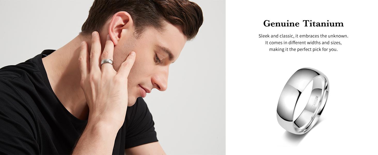 2mm 4mm 6mm 8mm 10mm Titanium Ring Plain Dome High Polished Wedding Band Comfort Fit Size 3-15