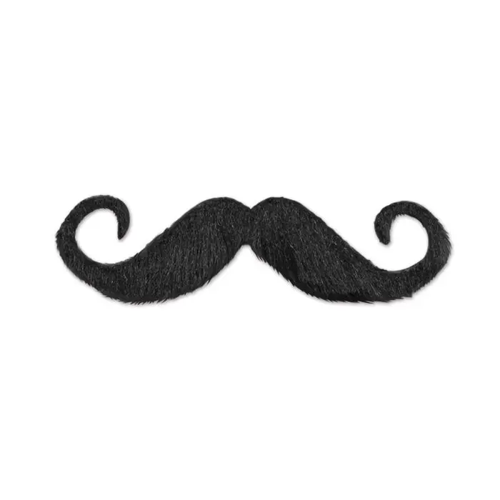 Beistle Self-Adhesive Novelty Cowboy Handlebar Mustache - Black Synthetic Polyester, 5 in, Easy-Install Stick, Festive Party Prop for Western Look, Photo Booths, Halloween Costumes