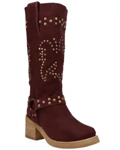 Dingo Women's Women'S Troubadour Studded Tall Fashion Boot Round Toe - Di2291-Bur