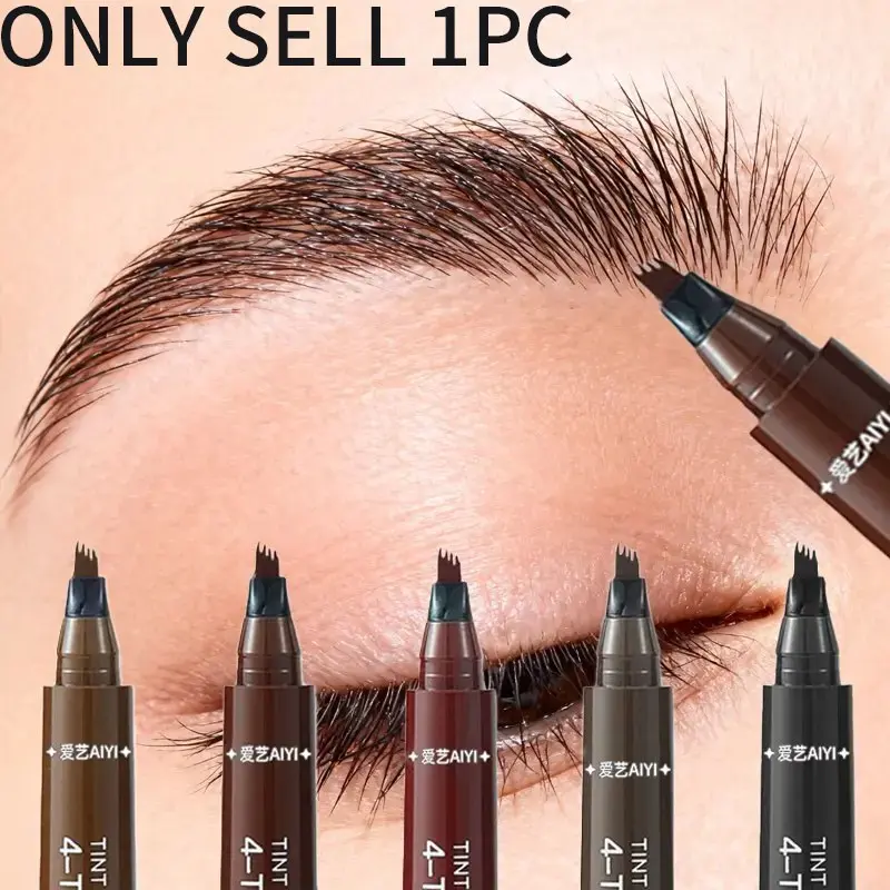 Multi-use 4-Tip Eyebrow Pen Eyebrow Enhancer Define, Fill & Create Wild Brows Waterproof Sweat-proof Long-lasting Hold for All Brow Shapes