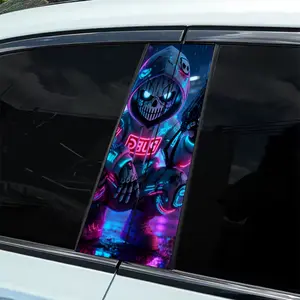 2 pieces of colorful skull warrior creative car stickers, smooth self-adhesive plastic B-pillar door stickers, durable vinyl protective film, suitable for external accessories, easy DIY installation, Decal for Cars