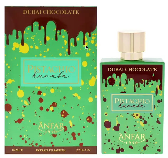 Anfar Pistachio Kunafa Unisex Gourmand Extrait De Parfum Spray - Vanilla, Caramel & Sandalwood Notes, Alcohol-Based, Long-Lasting, 2.7 oz (80ml), Single