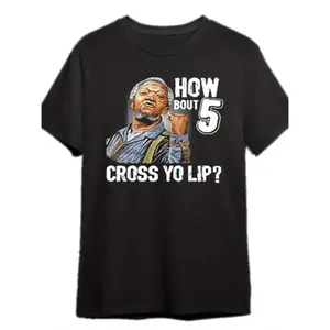 Men's Sanford and Son TV Show Redd Foxx "5 Across Your Lips" Short-Sleeve Round Neck Casual Graphic Streetwear T-Shirt, Funny Menswear Top, Shortsleeve, Tshirt