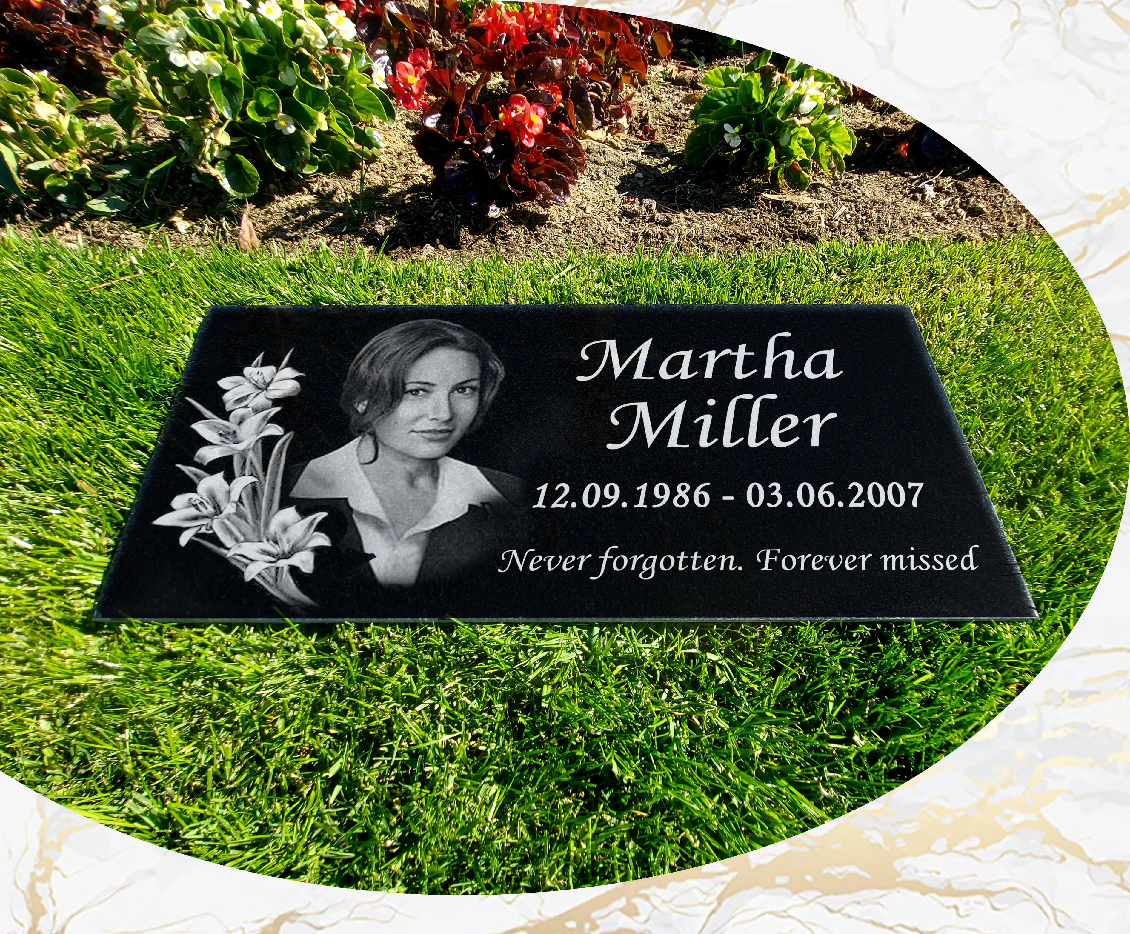Human Headstone, Tombstone, Grave Marker, Granite, Diamond Engraved