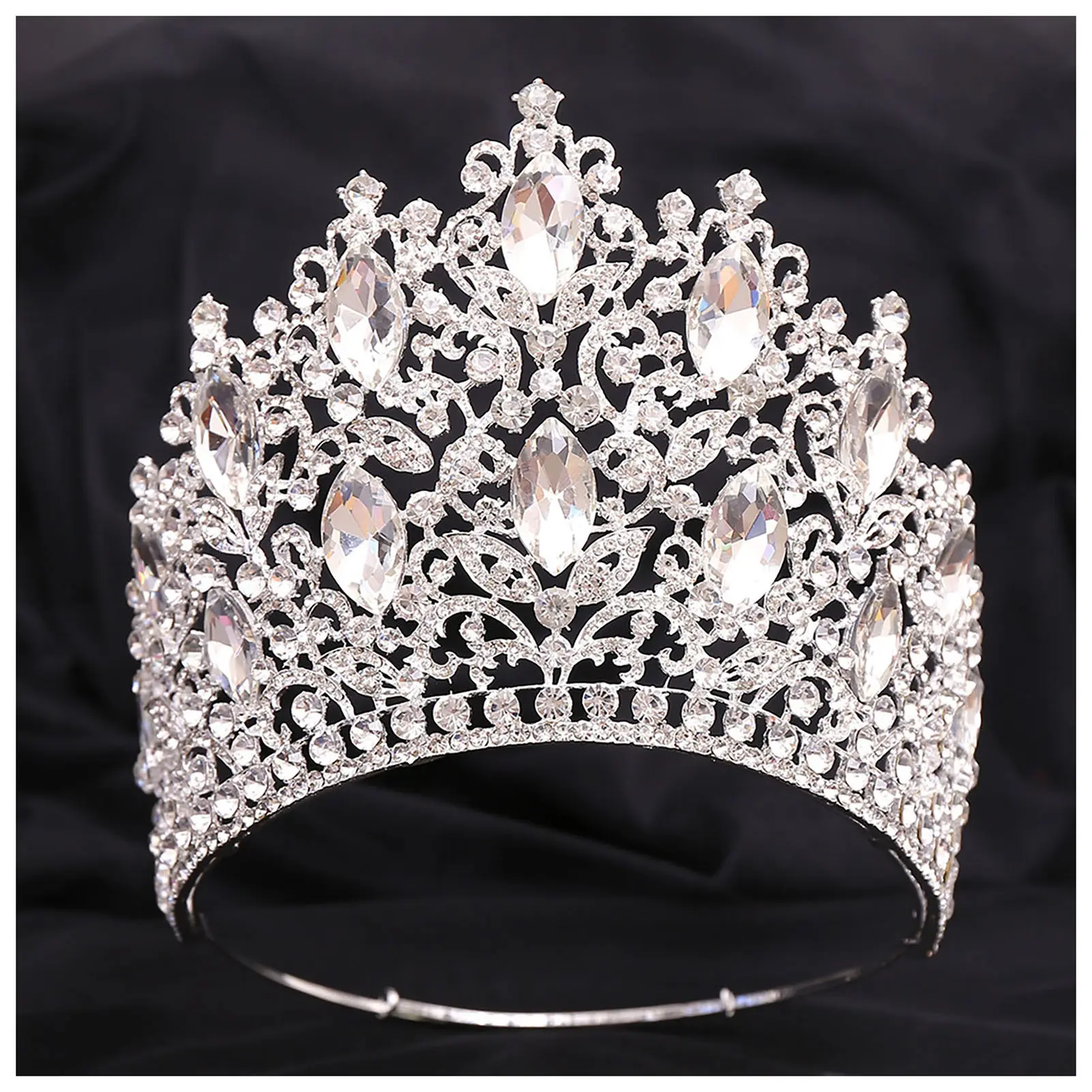 Glamorous Baroque Brides' Rhinestone Wedding Tiara Crown with Comb - 17*14cm Colorful Alloy Hairpiece, Princess-Inspired Ceremony Fashion Accessory