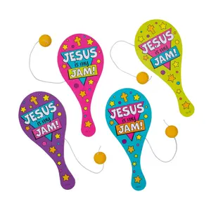 Colorful Jesus is My Jam Paddleball Games - 12 Pc.