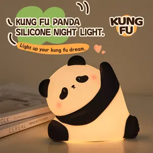 Cute Kung Fu Panda Silicone Night Light, USB Rechargeable Dimmable Soft Light Lamp, Fun Office Desk & Bedroom Decor, Perfect Birthday Gift