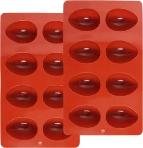 2 Pack Silicone Egg Molds 8 Cavity Easter Silicone Candy Mold 3D Egg-Shaped Silicone Baking Mold for Chocolate, Jello, Mini Cakes, DIY Desserts, Candy, Ice, Pudding, Baking (2, Brick Red)