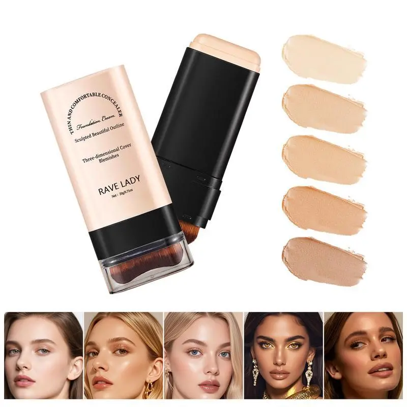RAVELADY Dual-Tipped Moisturizing Concealer Stick Kit - Creamy Blendable Makeup, Full-Coverage, Hydrating Foundation, Waterproof Contour, Transfer-Proof, Long-Lasting, Non-Toxic, Flawless Finish for Uneven Skin Tone, All Skin Types, Mother's Day Gift