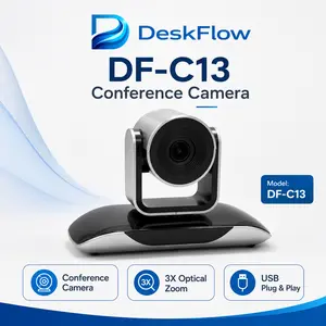 DeskFlow DF-C13 4K USB Conference Camera with 3X Optical Zoom, Plug & Play PTZ Video Camera for Zoom, Teams, Skype, Google Meet, Meeting Room, Online Teaching, Remote Work, OEM/ODM Available