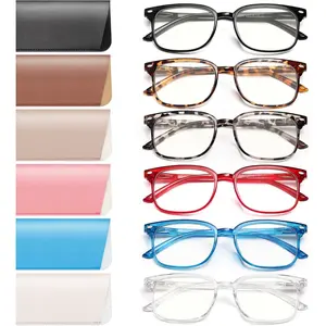 6 Pack Reading Glasses for Women, Reading glasses men, Blue Light Blocking Readers, Computer eye glasses, Cheaters Case Clear Daily Durable Protector