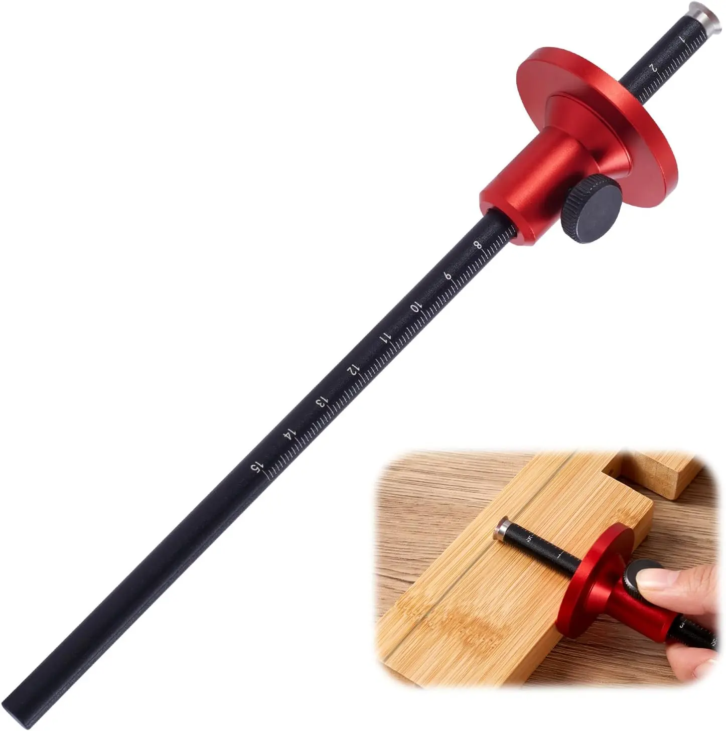 Aluminum Alloy Woodworking Wheel Marking Gauge Ruler, Micro-Adjustable Measuring Ruler with Anti-Roll Grip, Dovetail & Mortise Marker, Metric/Imperial Dual Scales, Carpentry Hand Tool, Ruler Rulers