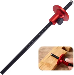 Aluminum Alloy Woodworking Wheel Marking Gauge, Micro-Adjustable Measuring Ruler with Anti-Roll Grip, Dovetail & Mortise Marker, Metric/Imperial Dual Scales, Carpentry Hand Measuring Tool