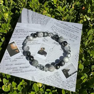 XXXTENTACION Revenge X Bracelet, Black White Stone Beaded Bracelet, Unisex Streetwear Jewelry, Y2K Rap Style Wristband, Gift For Him Her
