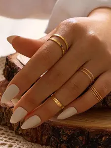 10pcs/set Simple Plain Color Alloy Ring, Creative Minimalist Retro Joint Rings, Fashion Stackable Rings, Fashion Accessories for Women & Girls, Jewelry