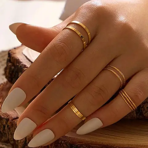 10pcs/set Simple Plain Color Alloy Ring, Creative Minimalist Retro Joint Rings, Fashion Stackable Rings, Stacking Rings, Fashion Accessories for Women & Girls, Jewelry