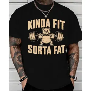 Funny Weightlifting Bear Tee –  Cotton Heavyweight Oversized Gym Shirt