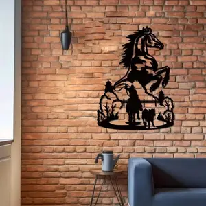 Horse Pattern Wall Art, Western-themed Room Decor, Stylish Equestrian Wall Decoration, Wall Decor for Home Living Room Bedroom Farmhouse, Modern Home Decor