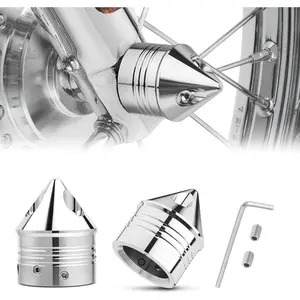 Chrome Front Axle Nut Cover Cap CNC Aluminum Compatible for Harley Davidson Softail Touring Road King Street Glide Electra Glide Iron 883 Fat Boy 2002-2024
