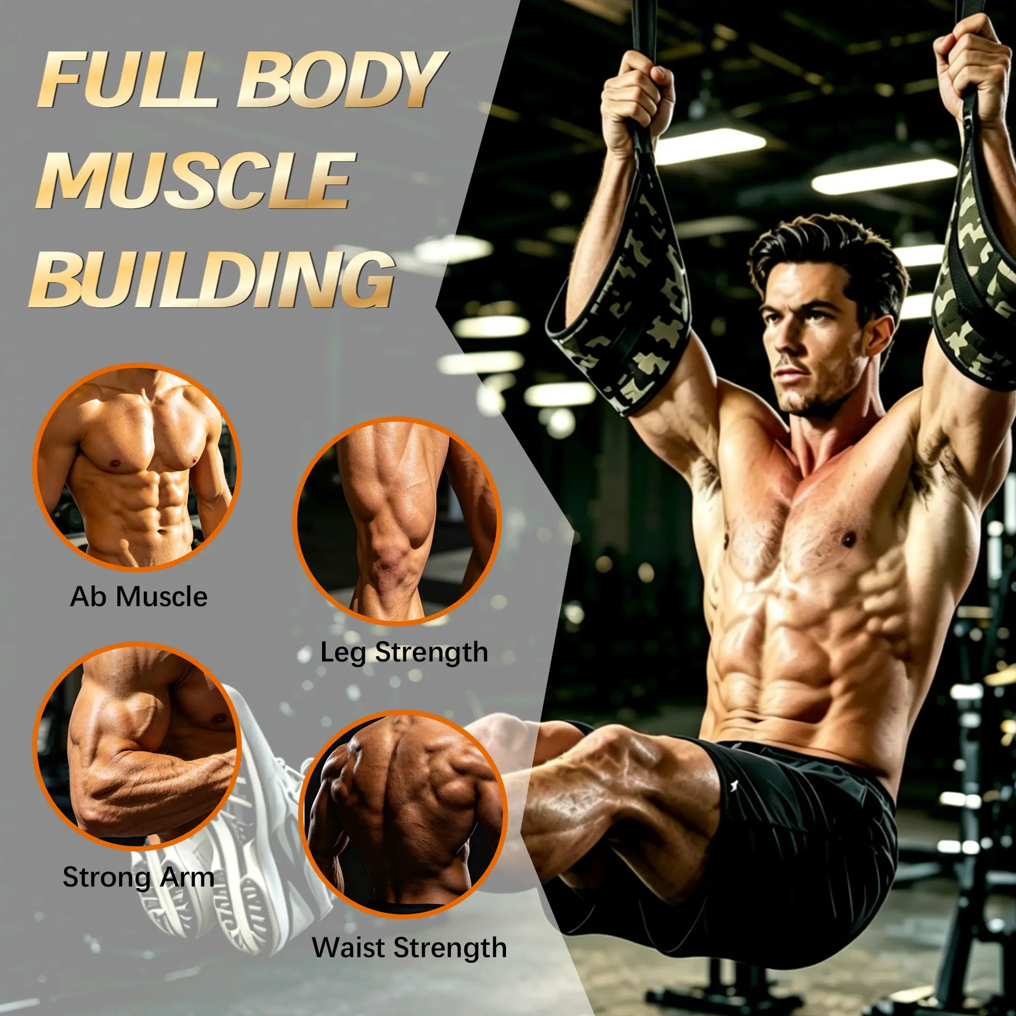 Soft Padded Hanging Abs Straps for Pull-Up Bar, Home Gym Suspension Trainer for Leg Raises & Core Strength Training