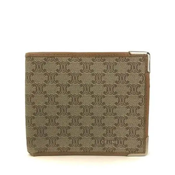 Pre-owned Celine Other Other Macadam PVC Bifold Wallet Beige 11512715001/429154