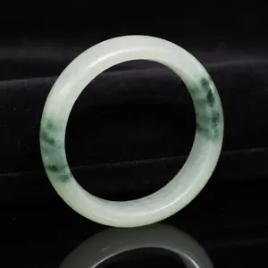 Natural Icy Jadeite Bangle with Moss Green Zoning | 55.35mm
