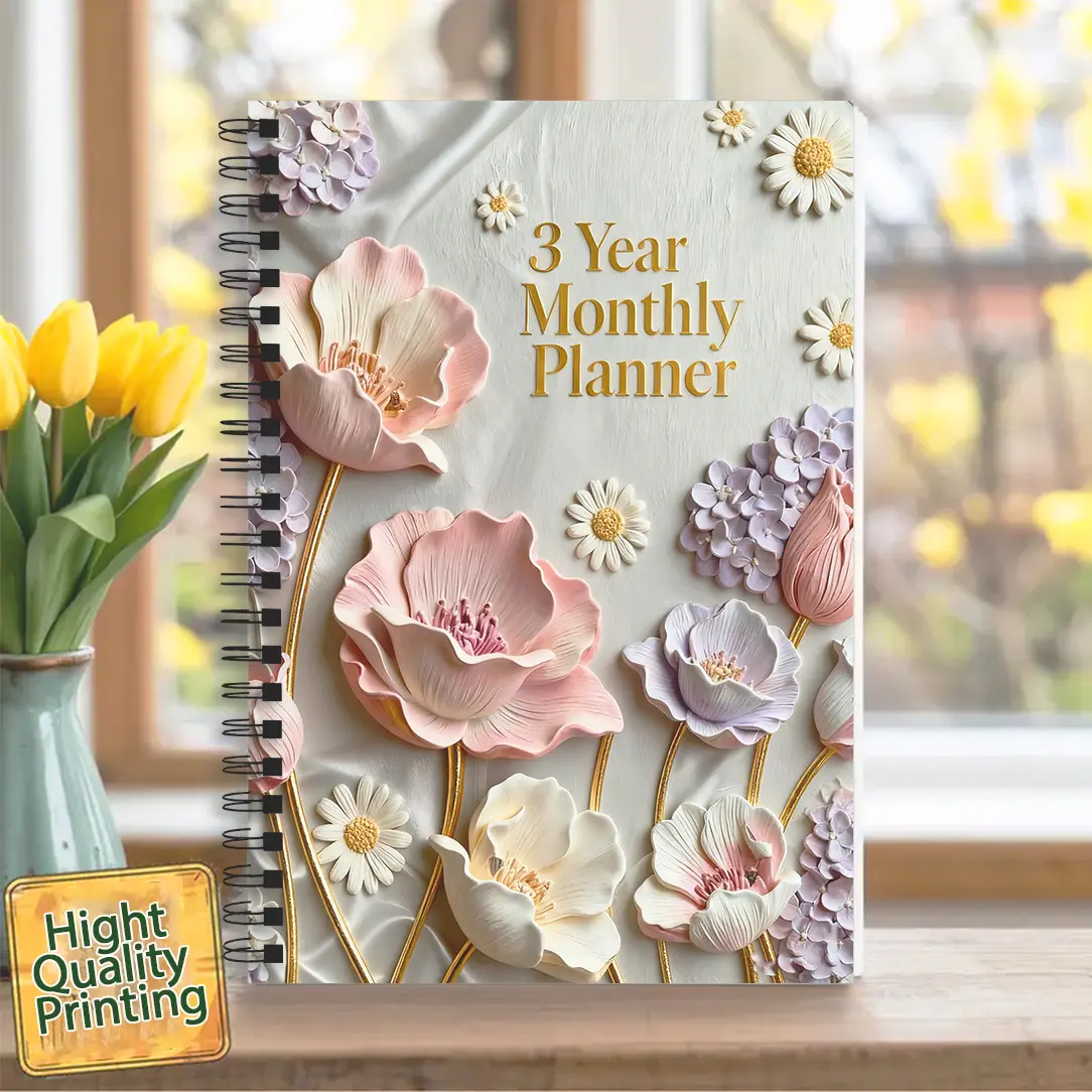 1pc A Thoughtful & Practical Gift for Teachers & Sisters! This 5.5"x8.3" 3-Year Spiral Bound Planner Notebook (2026-2028) is an all-in-one organizer for schedules, goals, family matters & personal notes. The perfect way to show you care