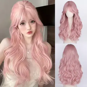Glueless Synthetic Wig Beginner Friendly Heat Resistant Blush Pink Body Wave Easy to Style For Women Daily Wear