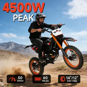Electric ebike, 60 Miles Range, 50 MPH Max Speed, 3 Gears Throttle Mode, Double Suspension & Dual Hydraulic Brake, 14''/12'' All-Terrain Tires, Off-Road Electric Ride, Perfect Gift