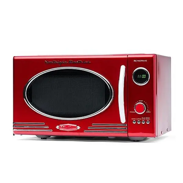 Nostalgia NRMO9RR Retro Microwave Oven, 0.9 Cu.Ft. Retro Red