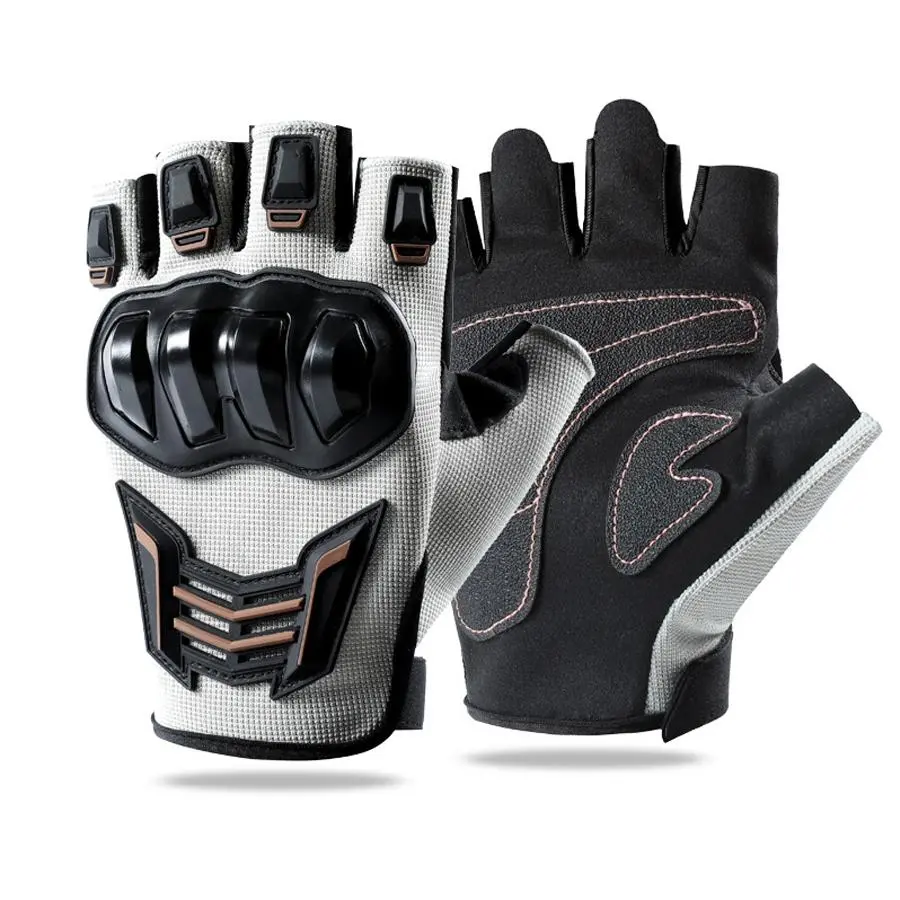 Motorcycle half finger gloves for men, summer lightweight breathable open finger riding motorcycle safety gear for off road cycling, short style gloves. Protective Gear
