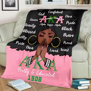 1 Piece Aka Alpha Kappa Alpha Black Girl Queen Diva Pride Beauty Pattern Flannel Blanket,Super Soft For Bed Sofa Couch Bedroom Living Room  Mother'S Day Valentine'S Day Birthday Christmas Gift