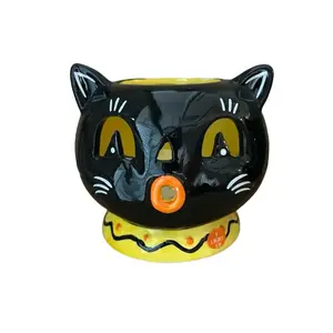 Johanna Parker decor blind  - Black Cat Design with Yellow Accents and Orange Detailing